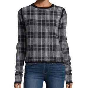 NEW PAIGE Alpaca Wool Black And Grey Plaid Sweater Size XS Oversized